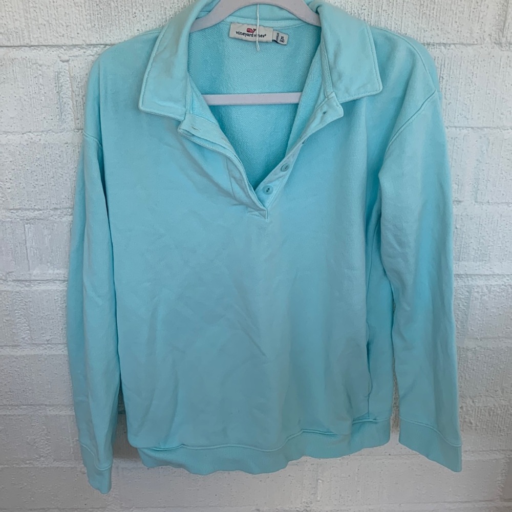 Vineyard Vines Pullover Half Zip Baby Blue Sweatshirt size XL
